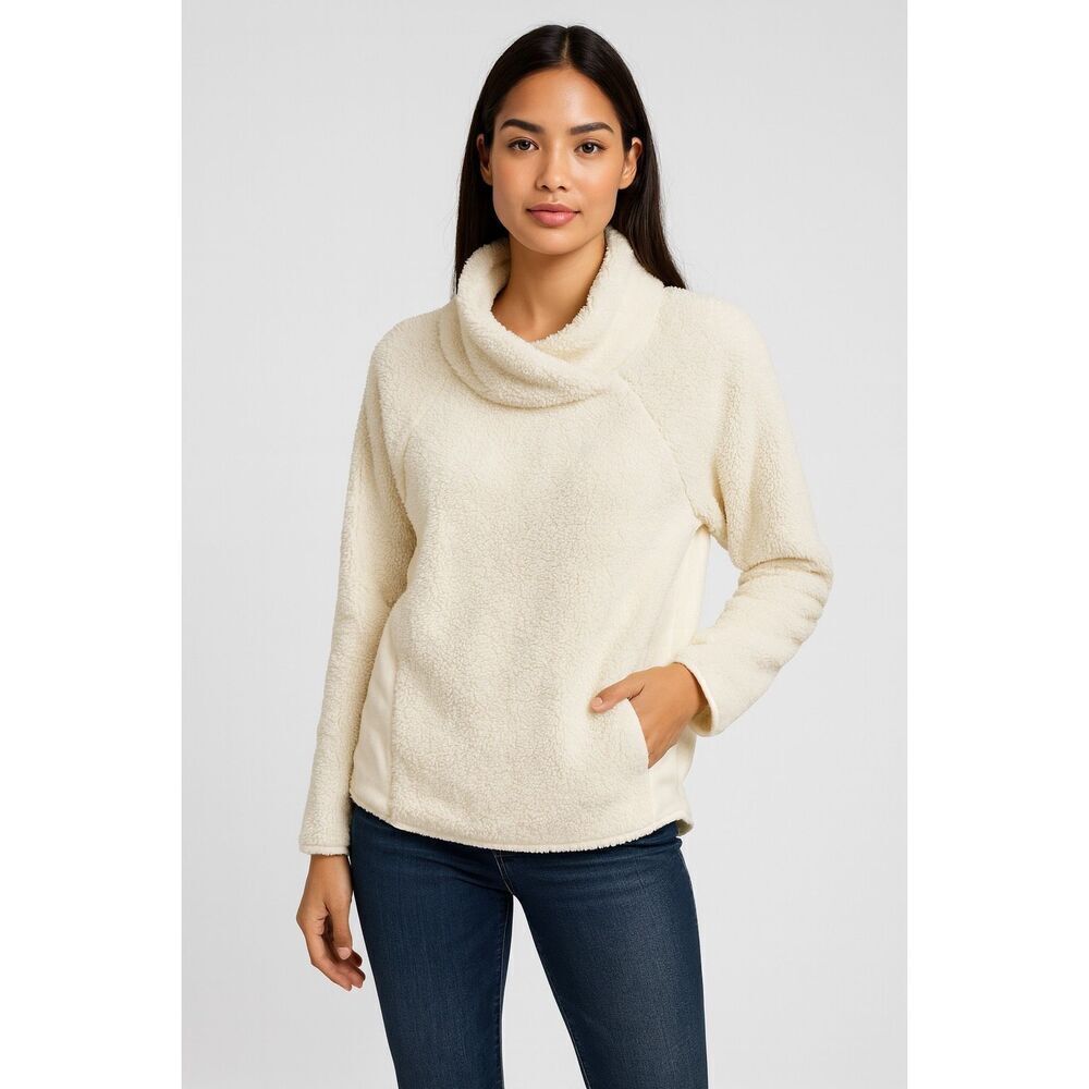 Athletic Works Women's Winter White Faux Fur Activewear Pullover Jacket Size L